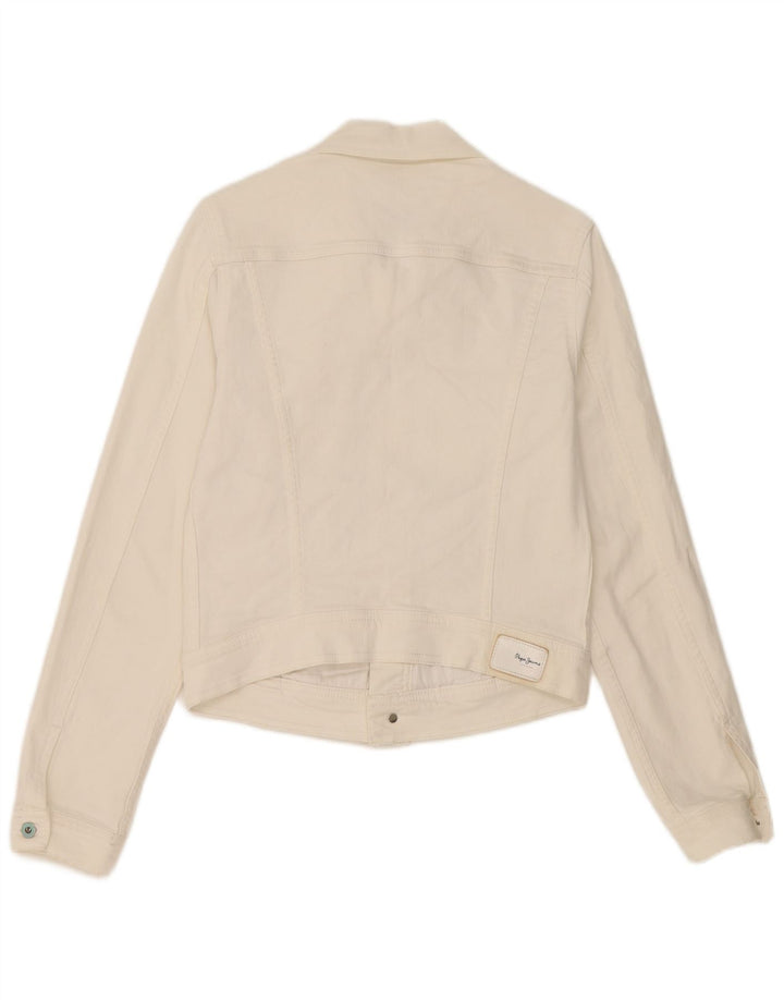 PEPE Jeans Womens Crop Denim Jacket UK 10 Small White
