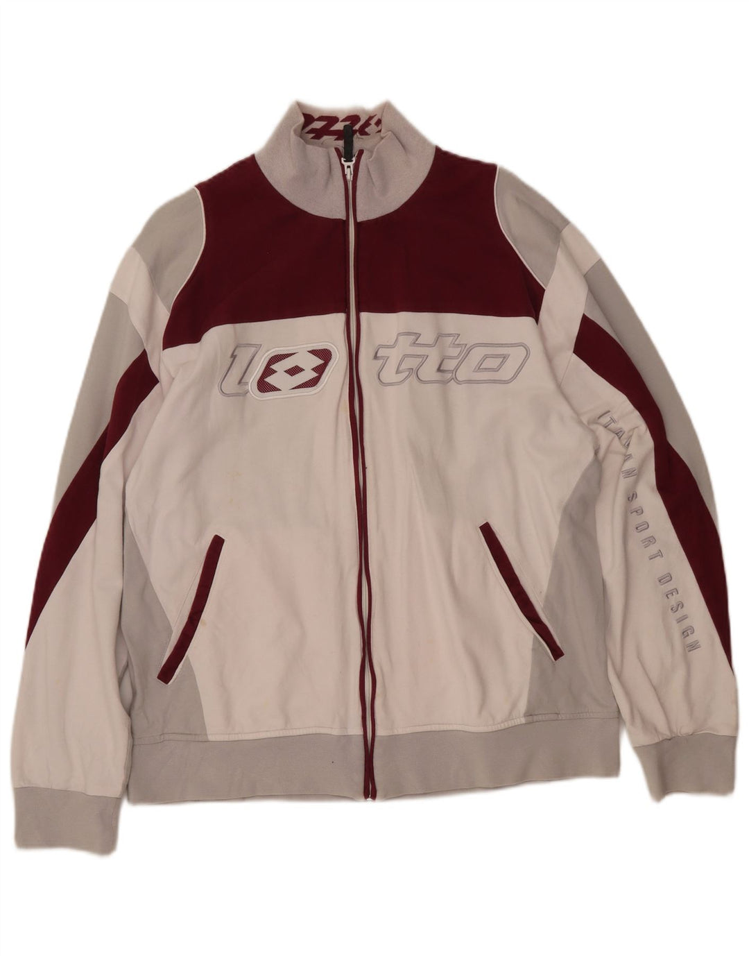 LOTTO Womens Graphic Tracksuit Top Jacket UK 18 XL White Colourblock