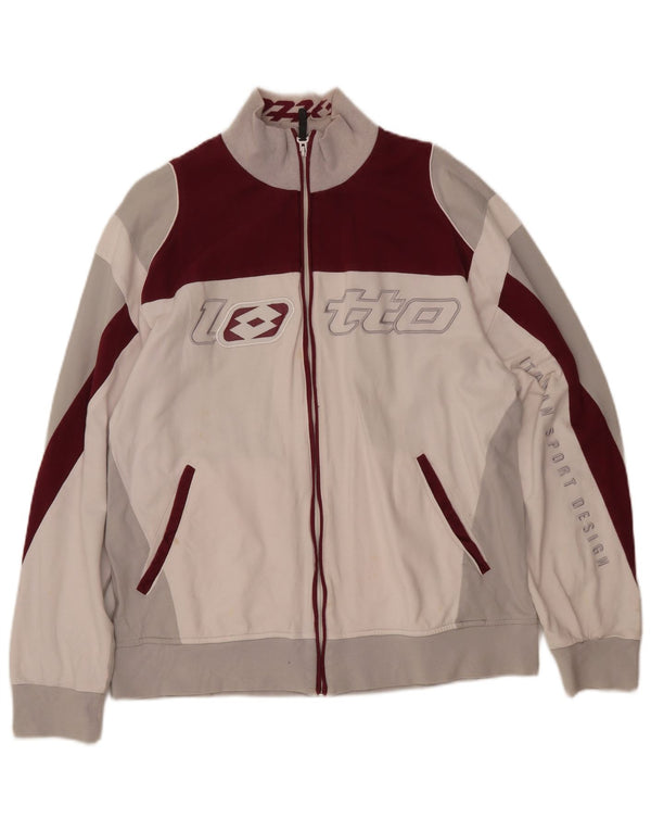 LOTTO Womens Graphic Tracksuit Top Jacket UK 18 XL White Colourblock