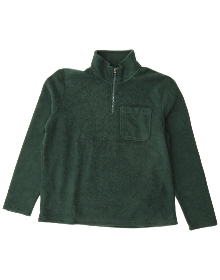 Marks & Spencer Mens Zip Neck Fleece Jumper Large Green Polyester