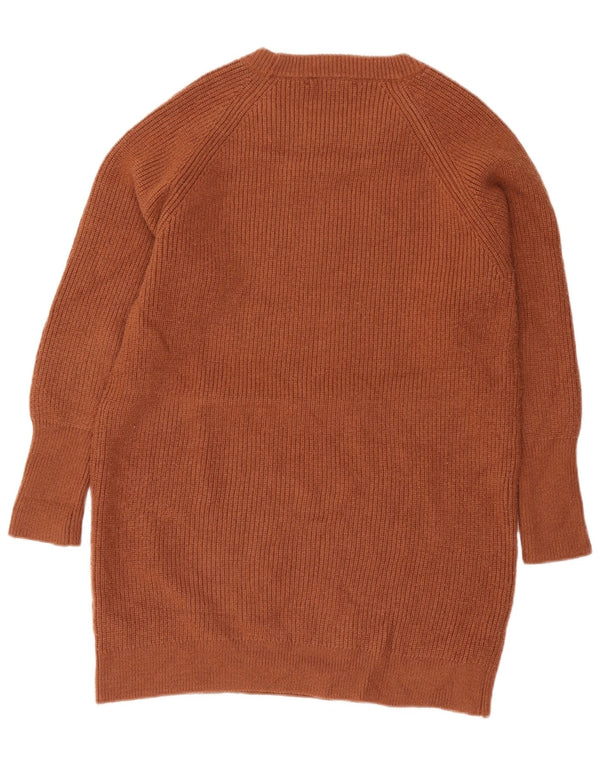 Zara Womens Long Sleeve Jumper Dress UK 14 Medium Brown Acrylic
