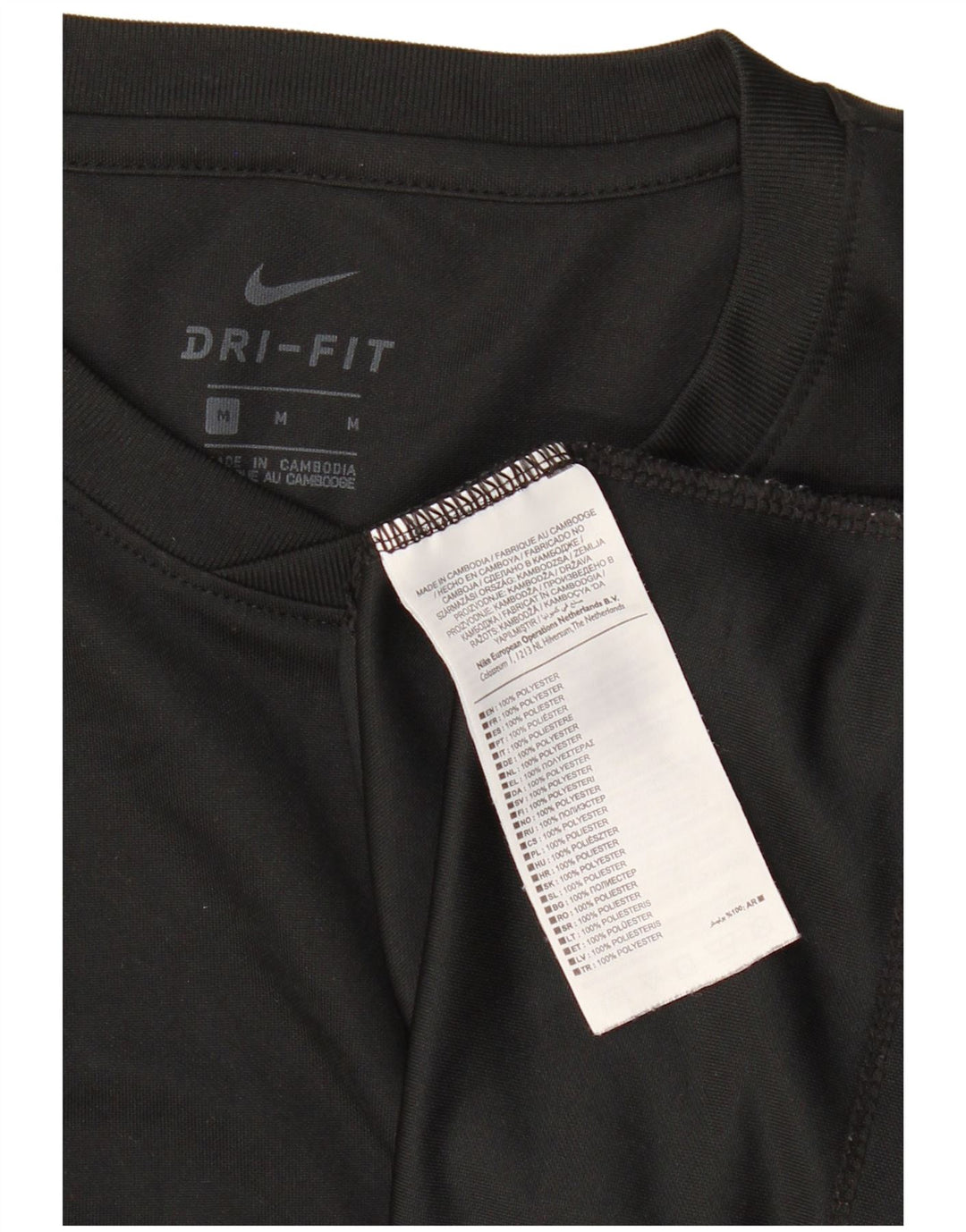 NIKE Mens Dri Fit T-Shirt Top Medium Black Polyester