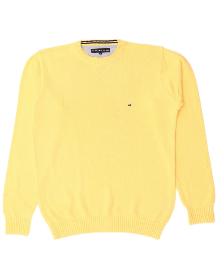TOMMY HILFIGER Mens Crew Neck Jumper Sweater Medium Yellow Cotton