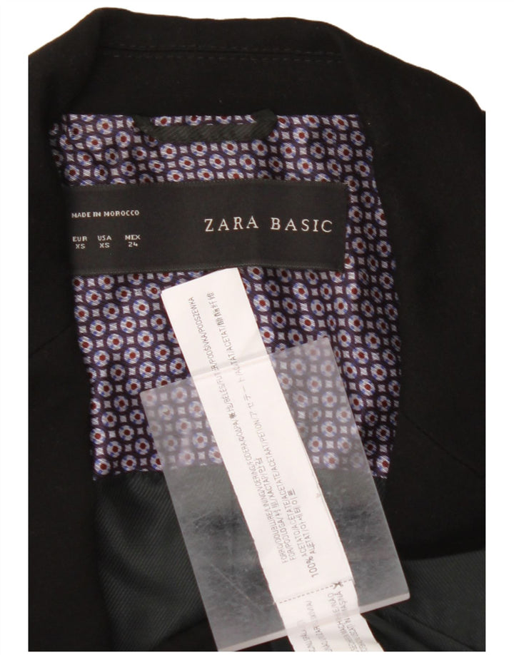 ZARA Womens 1 Button Blazer Jacket UK 6 XS Black Acetate