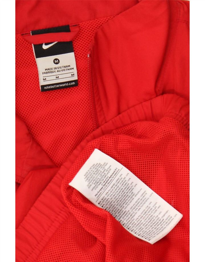 Nike Mens Tracksuit Top Jacket Medium Red Colourblock Polyester