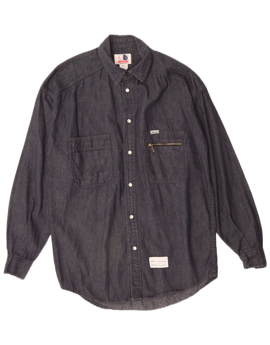 Americanino Mens Denim Shirt Medium Navy Blue Cotton