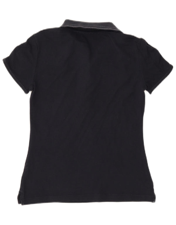 CHAMPION Womens Heritage Fit Polo Shirt UK 12 Medium Navy Blue