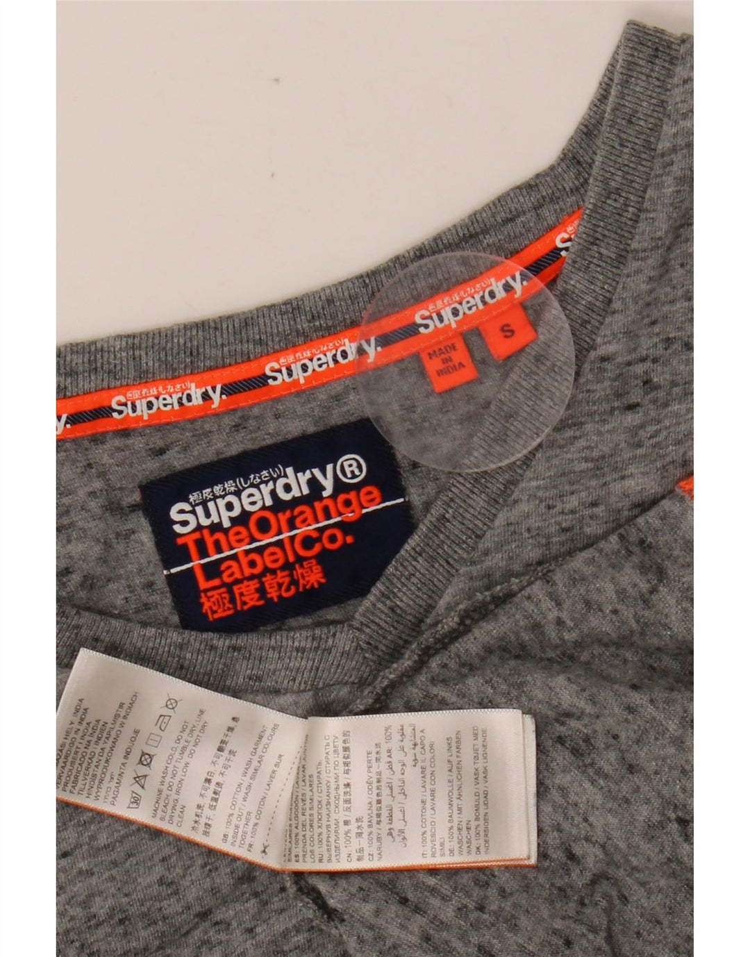 SUPERDRY Mens T-Shirt Top Small Grey Flecked Cotton
