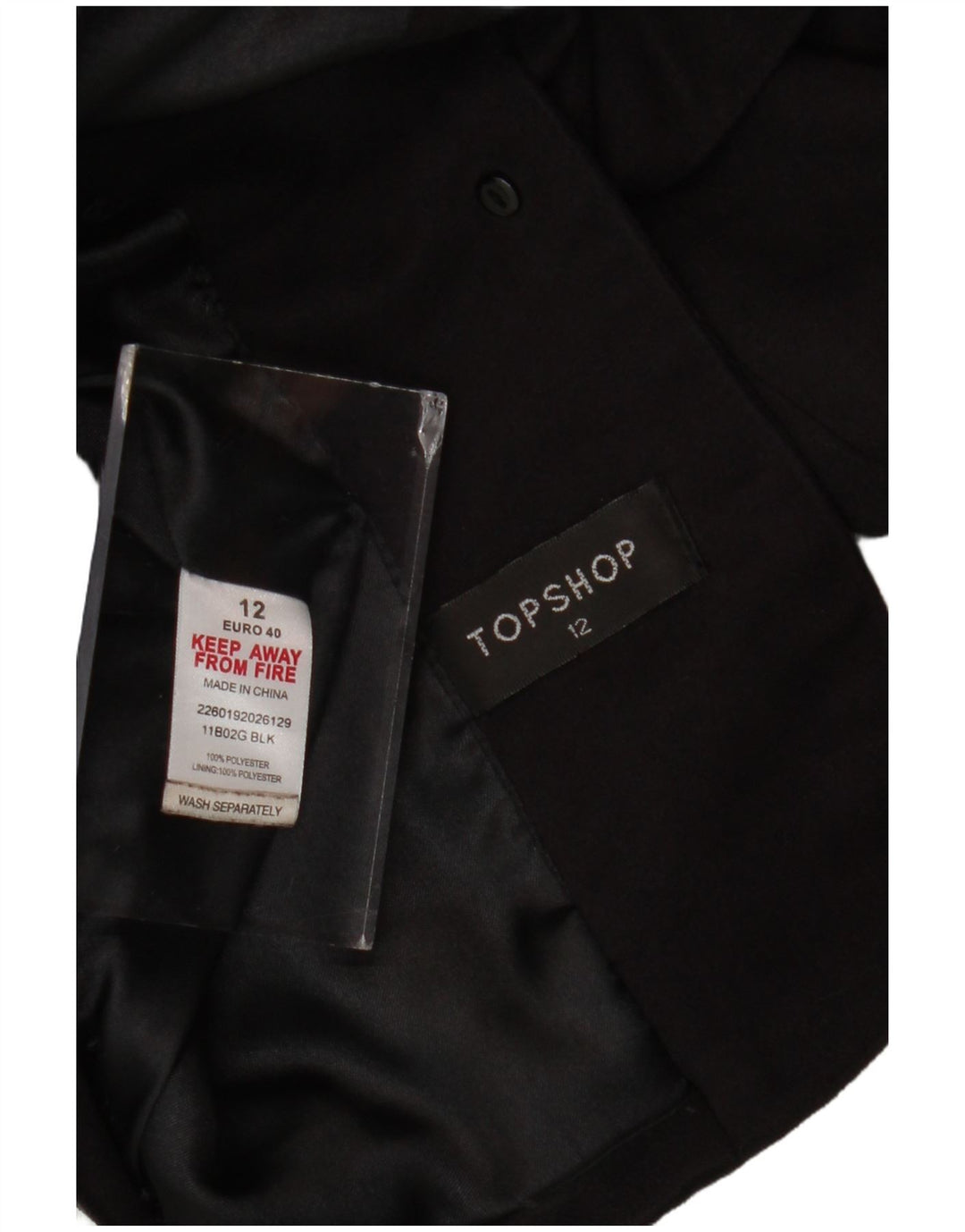 Topshop Womens 2 Button Blazer Jacket UK 12 Medium Black Polyester