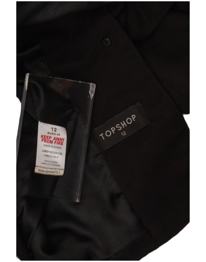 Topshop Womens 2 Button Blazer Jacket UK 12 Medium Black Polyester