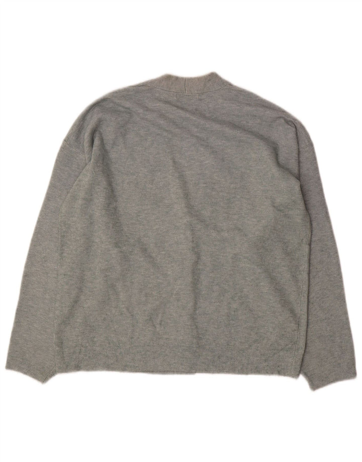 Massimo Dutti Womens Oversized Cardigan Sweater UK 6 XS Grey