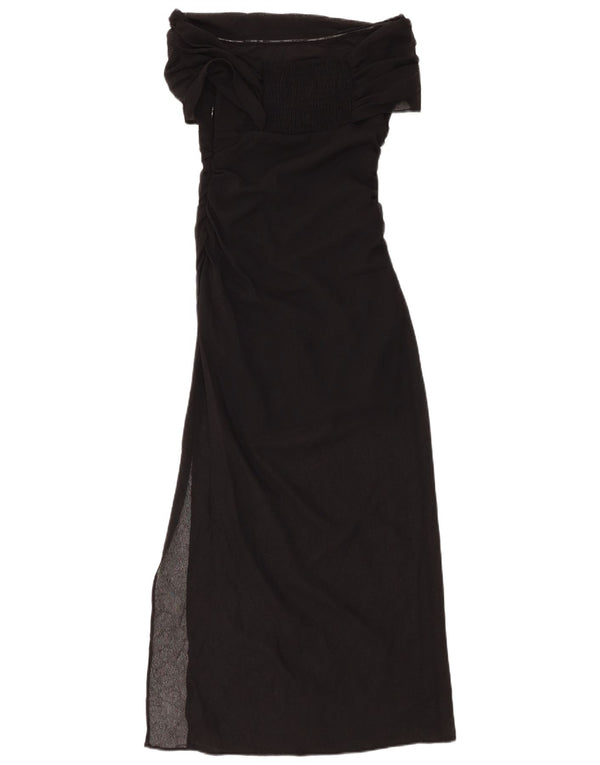 ZARA Womens Maxi Off Shoulder Dress UK 8 Small Black Polyester