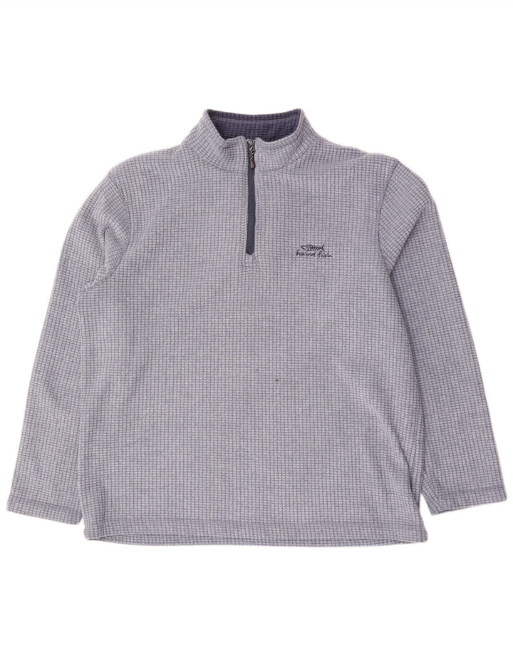 Weird Fish Mens Zip Neck Fleece Jumper 2XL Blue Check Polyester