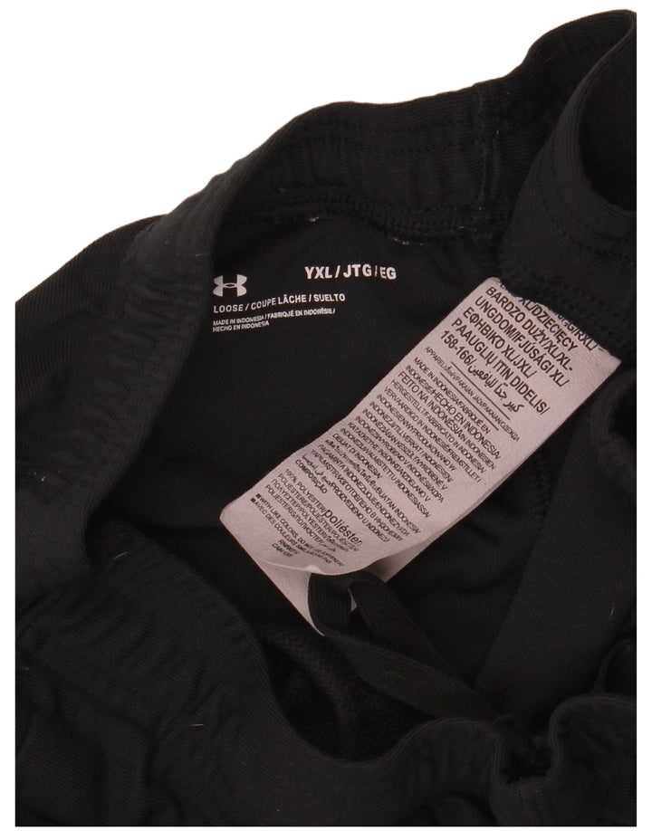 UNDER ARMOUR Boys Tracksuit Trousers 13-14 Years XL Black Polyester