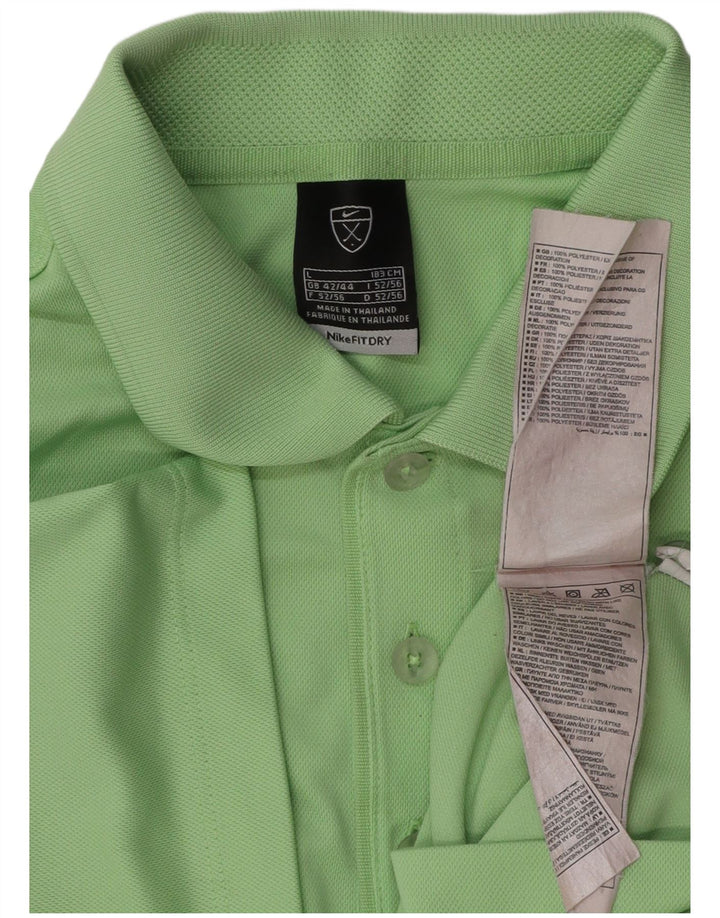 Nike Mens Polo Shirt UK 42/44 Large Green Polyester
