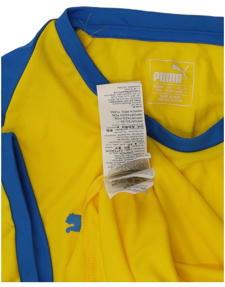 Puma Mens T-Shirt Top Medium Yellow Colourblock Polyester