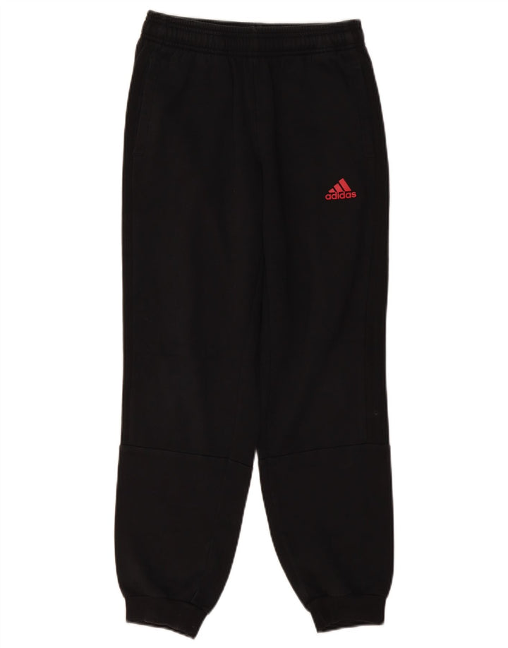ADIDAS Boys Tracksuit Trousers Joggers 11-12 Years Black Cotton