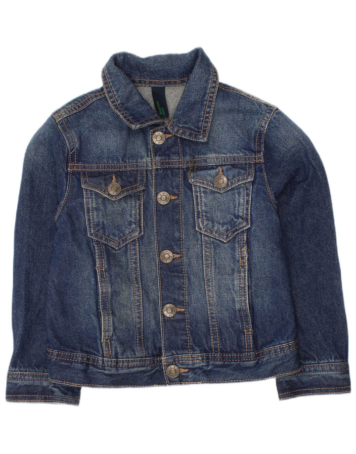 Benetton Boys Denim Jacket 3-4 Years 2XS Blue Cotton