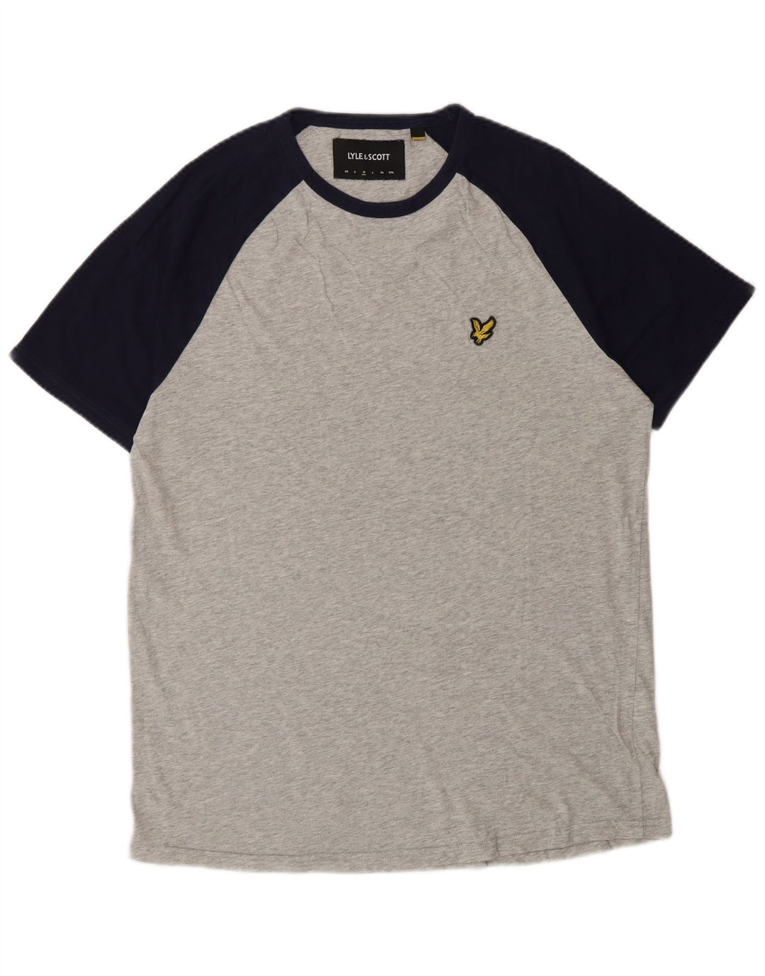 LYLE & SCOTT Mens T-Shirt Top Medium Grey Colourblock Cotton