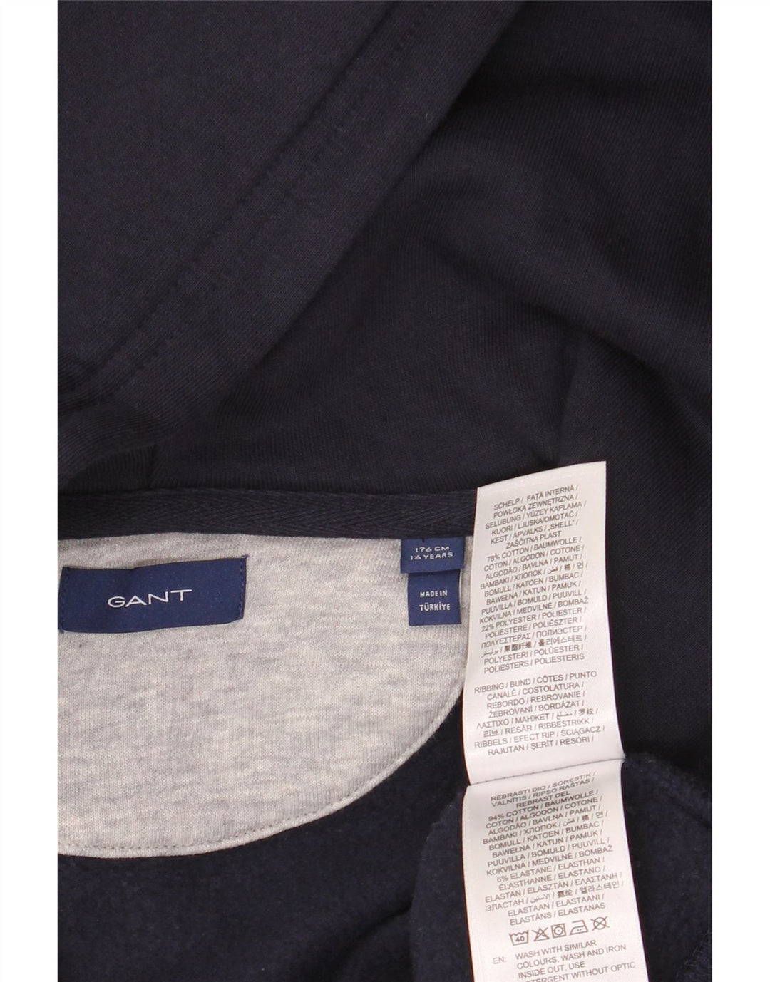 GANT Boys Graphic Zip Hoodie Sweater 15-16 Years Navy Blue Cotton
