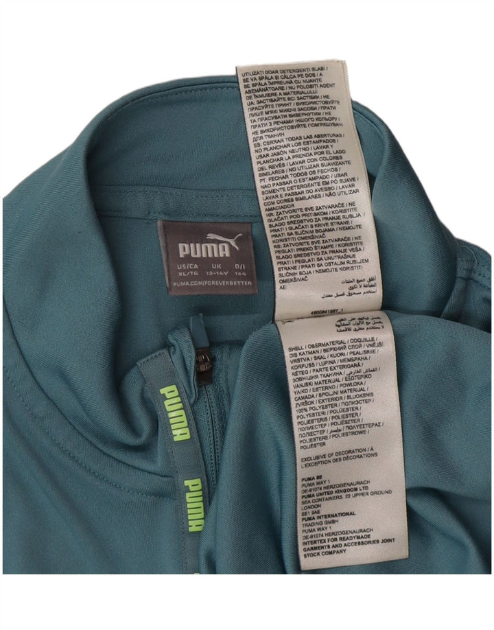 Puma Boys Zip Neck Pullover Tracksuit Top 13-14 Years Blue Polyester