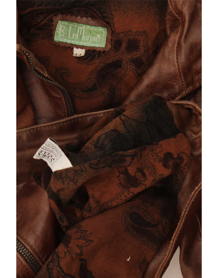 Vintage Womens Leather Racer Jacket IT 44 Medium Brown