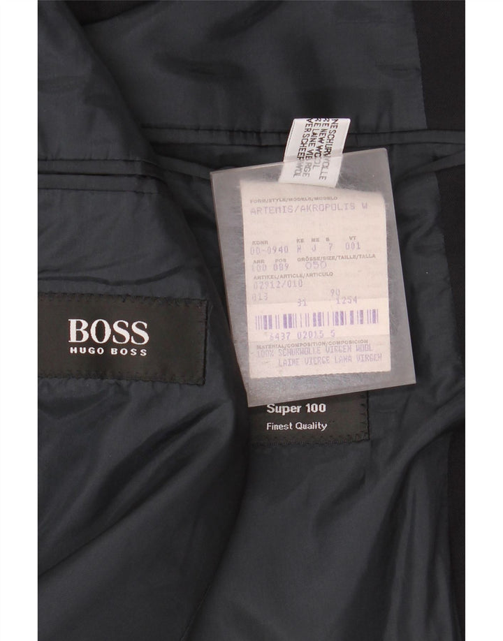 Hugo Boss Mens 3 Button Blazer Jacket EU 50 Large Black Virgin Wool