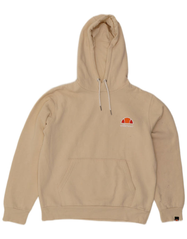 Ellesse Womens Oversized Hoodie Jumper UK 10 Small Off White Cotton