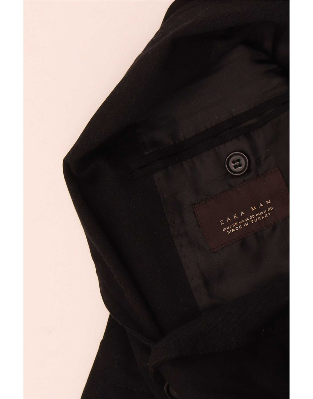 Zara Mens 2 Button Blazer Jacket EU 50 Medium Black Viscose