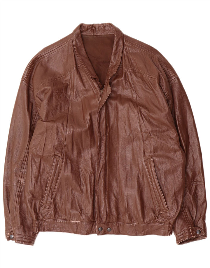 VINTAGE Mens Leather Jacket UK 38 Medium Brown