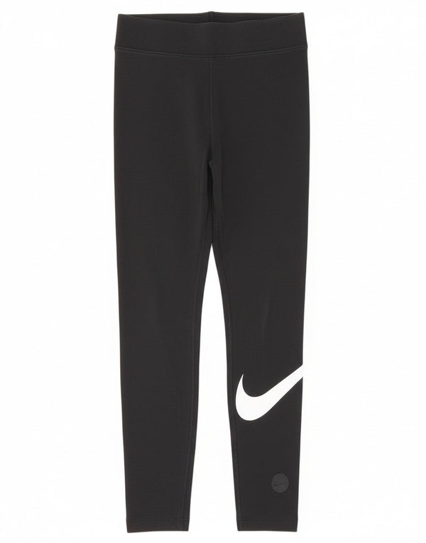 Nike Womens Graphic Leggings UK 8 Small Black Cotton
