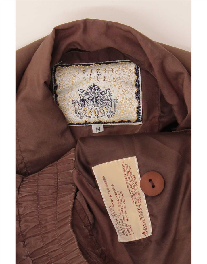 Brugi Mens Bomber Jacket UK 38 Medium Brown Silk
