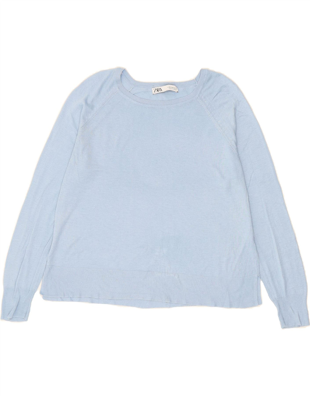 ZARA Womens Boat Neck Jumper Sweater UK 14 Medium Blue Vintage Zara and Second-Hand Zara from Messina Hembry 