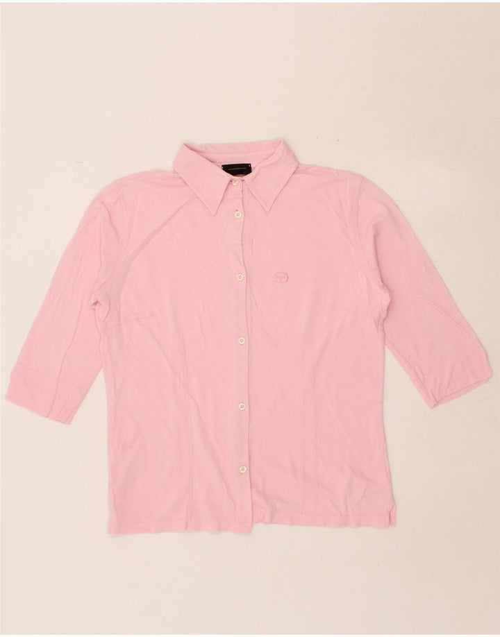 SERGIO TACCHINI Womens 3/4 Sleeve Shirt UK 12 Medium Pink Vintage Sergio Tacchini and Second-Hand Sergio Tacchini from Messina Hembry 