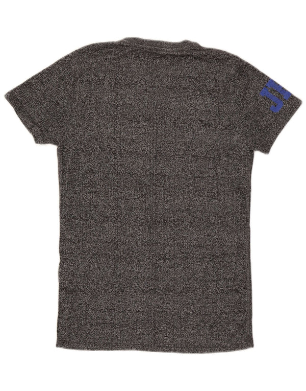 SUPERDRY Mens Graphic T-Shirt Top Small Grey Flecked Cotton