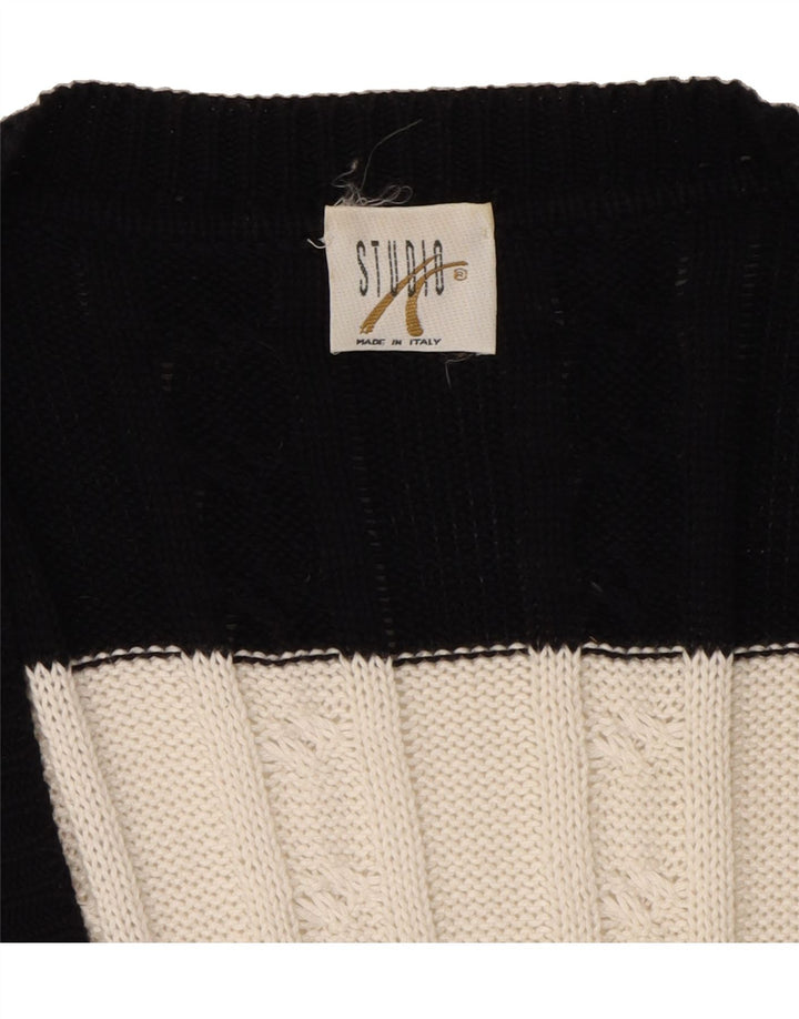 STUDIO Womens Cardigan Sweater UK 14 Large Multicoloured Striped Cotton Vintage Studio and Second-Hand Studio from Messina Hembry 