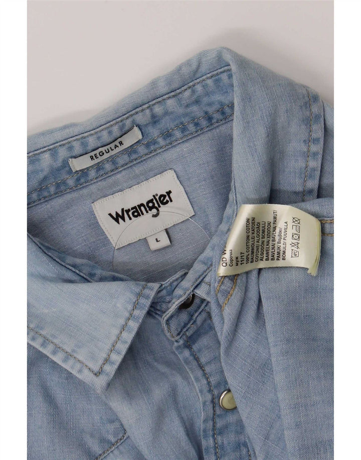 Wrangler Mens Regular Fit Denim Shirt Large Blue Cotton