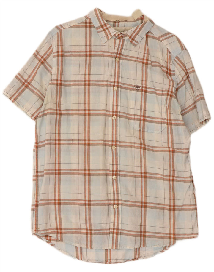 Timberland Mens Regular Fit Short Sleeve Shirt Medium White Check