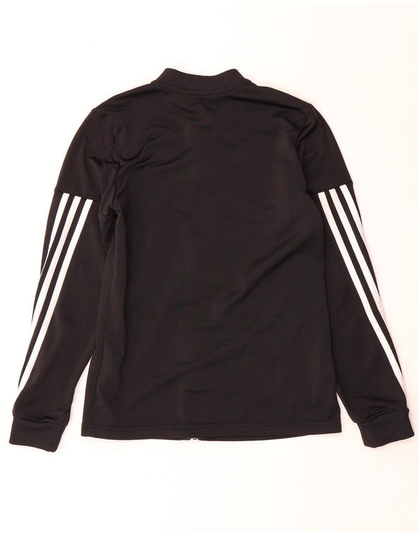 Adidas Girls Tracksuit Top Jacket 11-12 Years Black Polyester