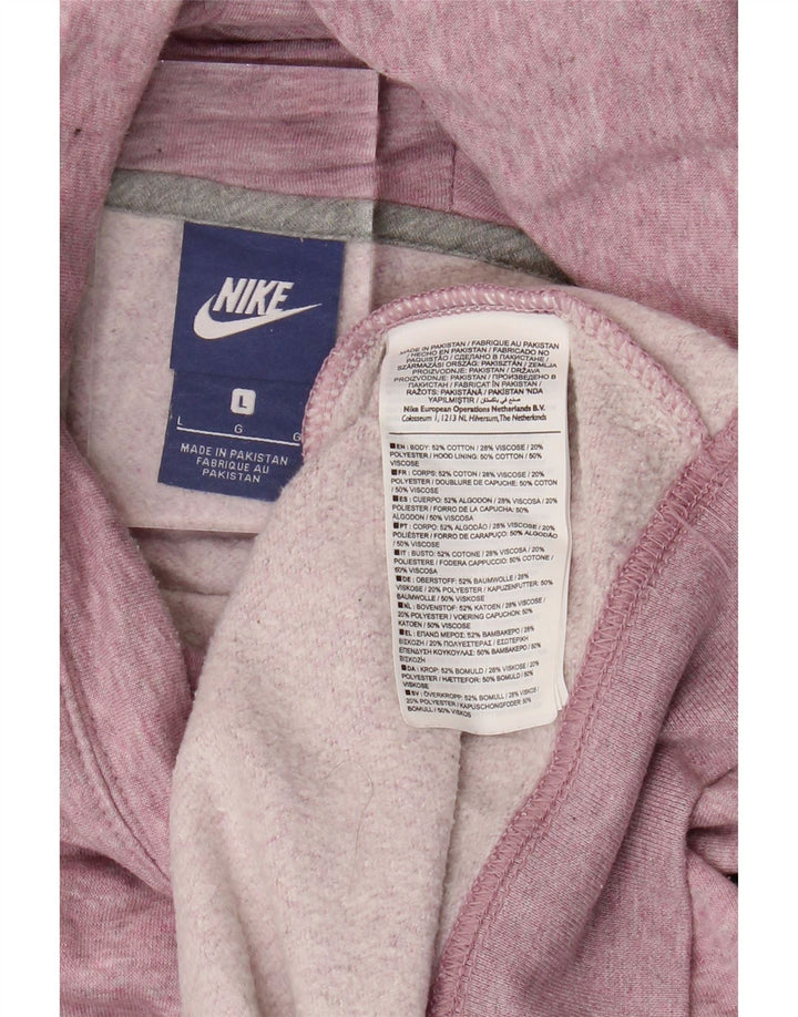 NIKE Womens Oversized Hoodie Jumper UK 16 Large Pink Cotton