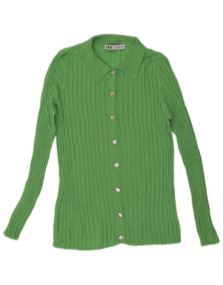 Zara Womens Cardigan Sweater UK 12 Medium Green