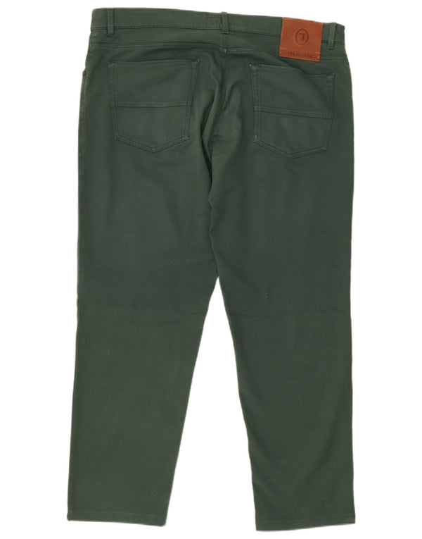 Trussardi Mens Slim Casual Trousers IT 54 2XL W38 L28 Green Cotton