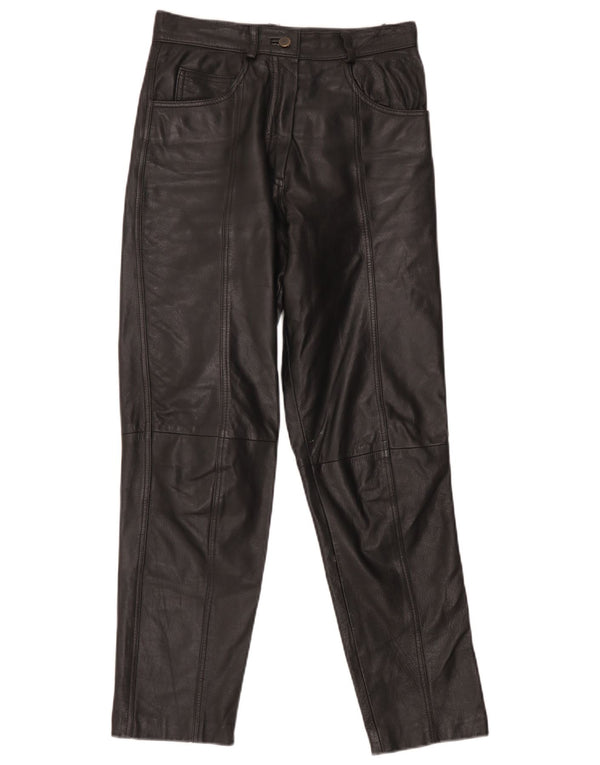 Together Womens High Waist Leather Trousers UK 12 Medium W28 L29 Black