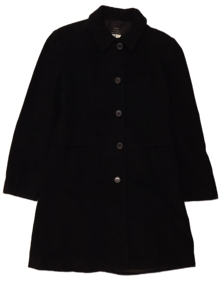 Zara Womens Overcoat EU 40 Medium Black Wool