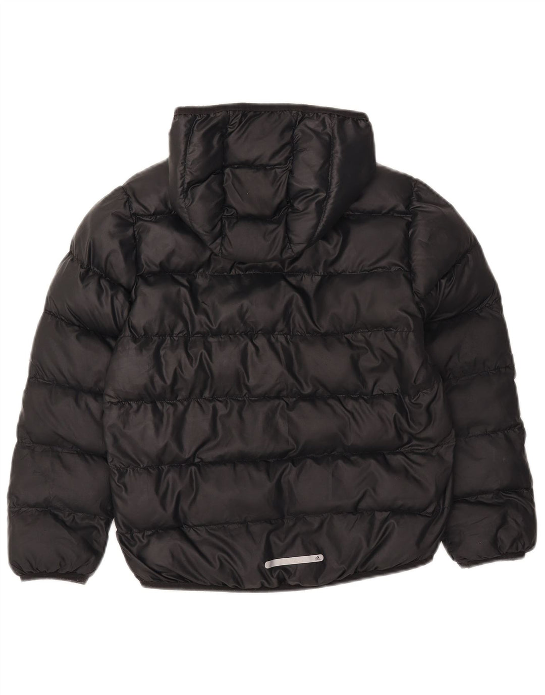 ADIDAS Boys Hooded Padded Jacket 9-10 Years Black Polyester