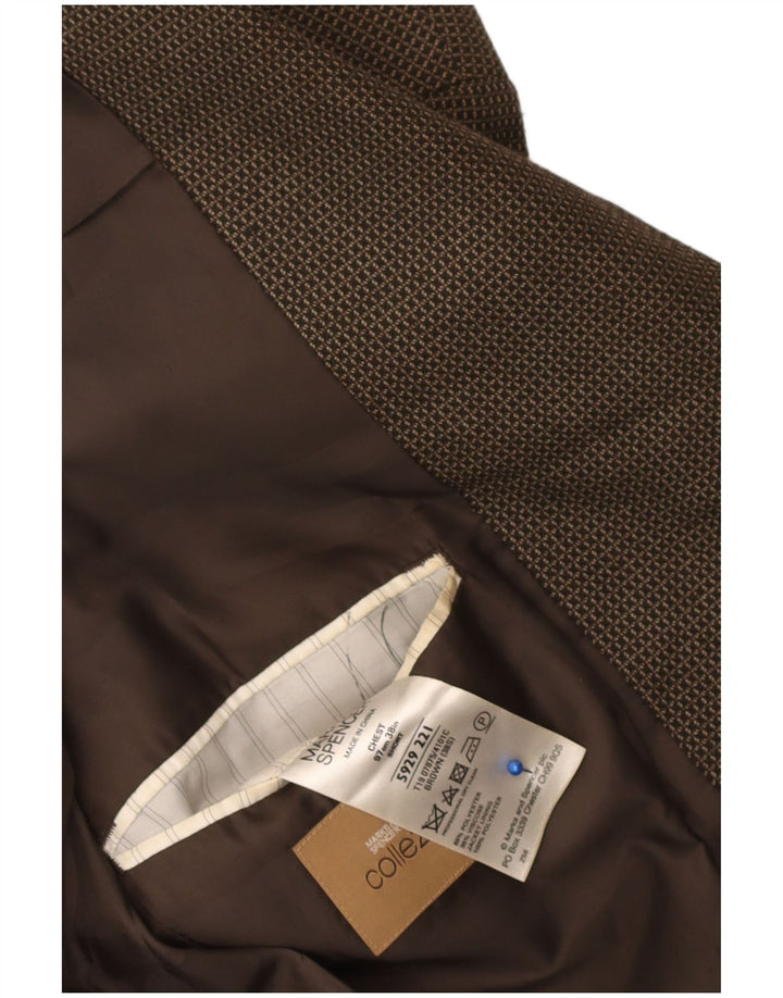 Marks & Spencer Mens 2 Button Blazer Jacket UK 38 Medium Brown Check