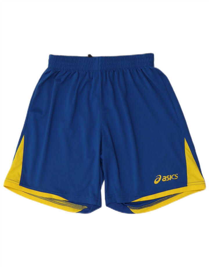 Asics Boys Sport Shorts 11-12 Years Large Blue Colourblock Polyester