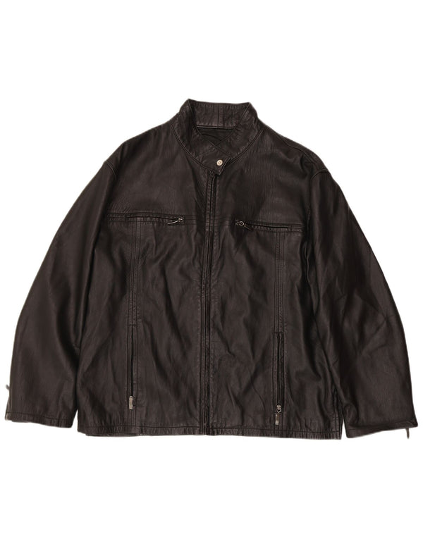 VINTAGE Womens Leather Jacket UK 18 XL Black