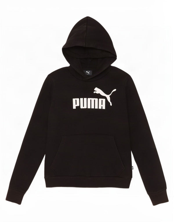 Puma Womens Graphic Hoodie Jumper UK 10 Small Black Cotton