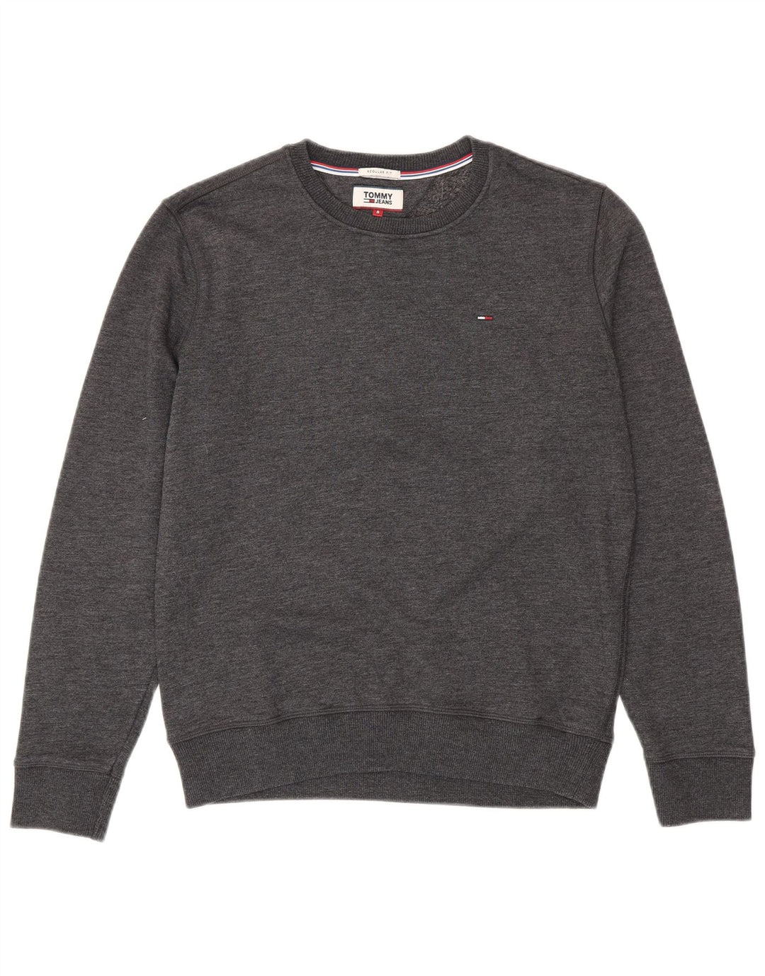 TOMMY HILFIGER Mens Regular Fit Sweatshirt Jumper Small Grey Flecked